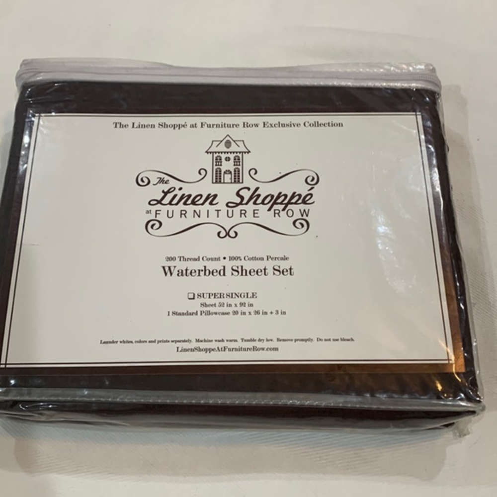 Vintage The Linen Shoppe Super Single Waterbed Sheet Set‎ 300 Thread Count Brown
